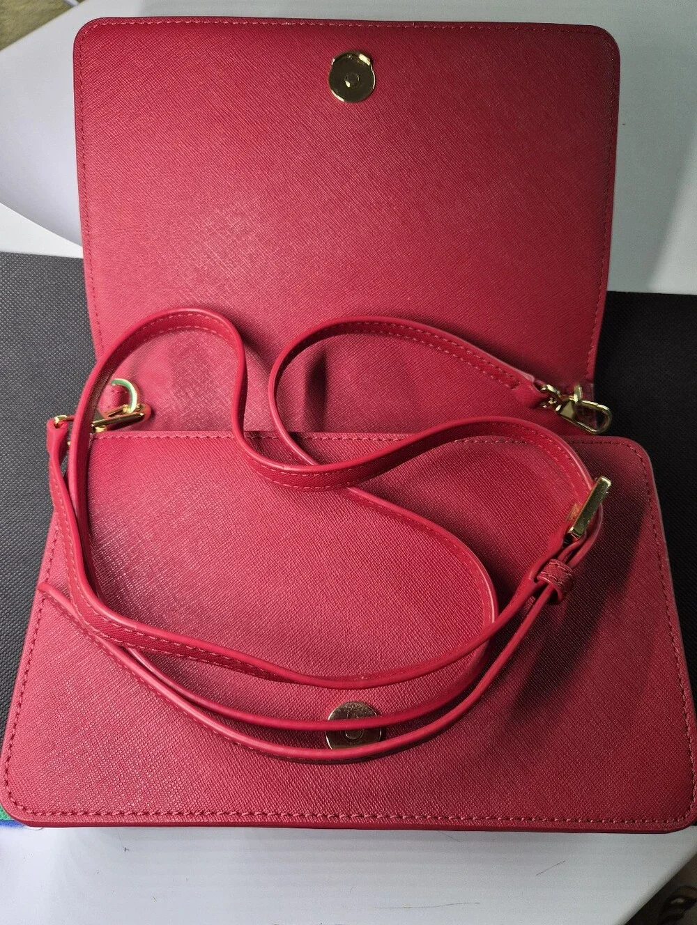 Tory Burch Deep Wine Leather Crossbody with Gold Logo